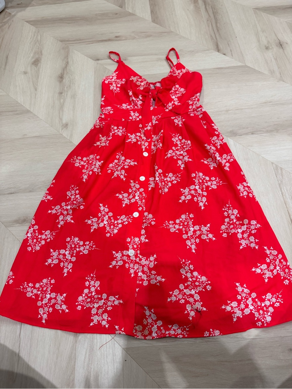 Y2K Red Floral Button-Front Midi Sundress